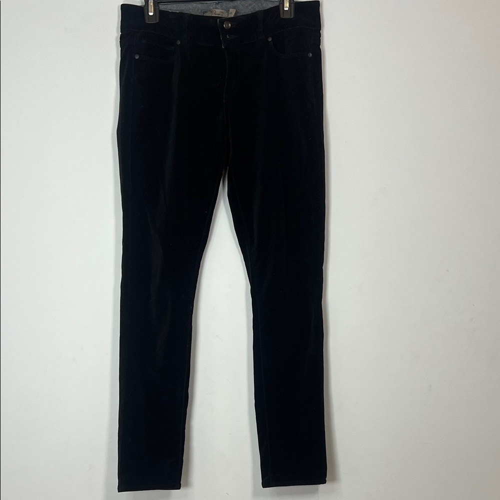 PAIGE Women's Black Elegant Velvet Trousers Mid Rise Skinny Leg Pants Size 29